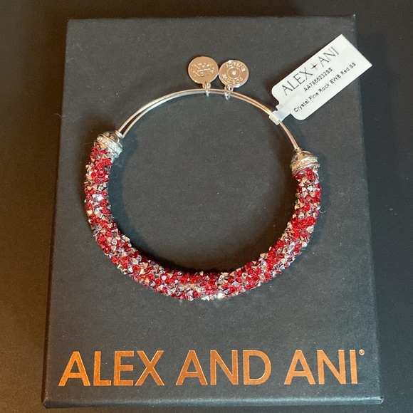 Alex and Ani Red Crystal Crush Bangle Bracelet with Silver Finish - Picture 6 of 8